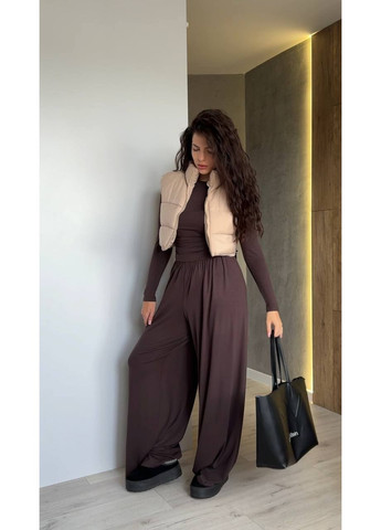 Прогулочный женский костюм коричневого цвета 34731 No Brand (362008384)