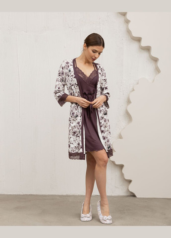 Комплект з халатом у фіолетові квіти Nicoletta (317356144)