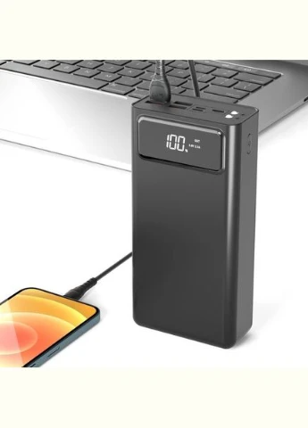 Зовнішній акумулятор PR125 50000 мач із лампою ліхтарем LED чорний XO (298246170)
