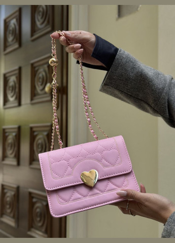 Жіноча сумка 1027 крос-боді на цепочці рожева No Brand (303323004)