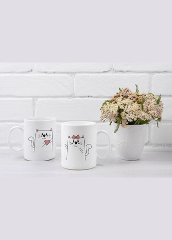 Парні чашки кружки Закохані котики для Закоханих Біла 330 мл Orca (316259500)