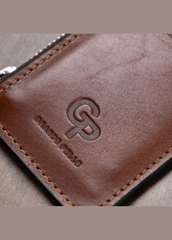 Шкіряний чоловічий картхолдер коричневий 11400 Grande Pelle (362418386)