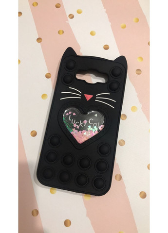 Чехол Попит Антистресс Поп-Ит Pop It для Samsung Galaxy J7 Поп ит Котик с сердечком Чёрный Creative (359485823)