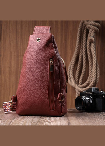 Стильна жіноча сумка з однією лямкою через плече з великозернистої екошкіри 22762 Бордовий Vintage (304533832)