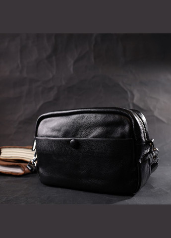 Жіноча сумка з натуральної м'якої шкіри 22436 Чорна Vintage (298571722)