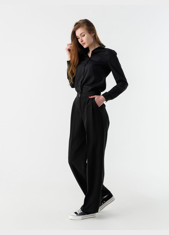 Черная повседневный рубашка однотонная No Brand