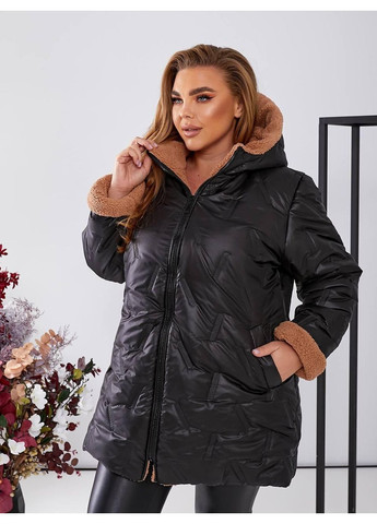 Чорна зимня комфортна зимова куртка Sofia 1534