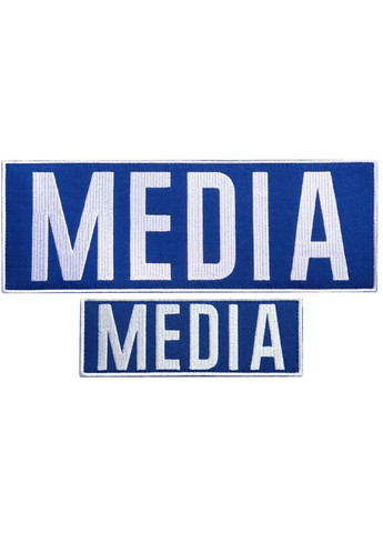 Набор шевронов 2 шт. с липучкой MEDIA 9х25 + 4,5х12,5 см синий, для медиа, прессы и журналистов IDEIA (280911875)
