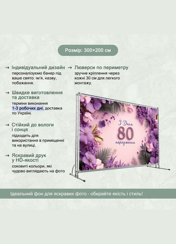 Баннер для фотозоны "С Днем рождения" | 3.0×2.0 м | Праздничный фон №42371 Vinylpex (360980194)