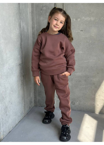 Коричневий зимній осіння колекція — базовий теплий спортивний костюм брючний queensleep_7km 135