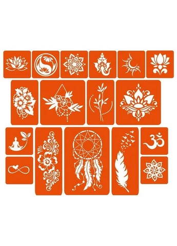 Набір Кольорової Хни З Трафаретами Для Біо-тату №6 Color-henna-set-06 Seli No Brand (394380157)
