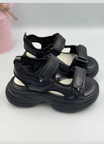 Черные кожаные босоножки для мальчиков Clibee