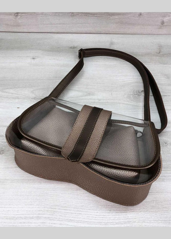 Женская сумка клатч с косметичкой на магните «Miranda» цвет прозрачный с золотом WeLassie (298921108)