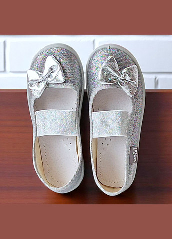 Серебряные ортопедические тапочки на резинке для девочки валди Waldi