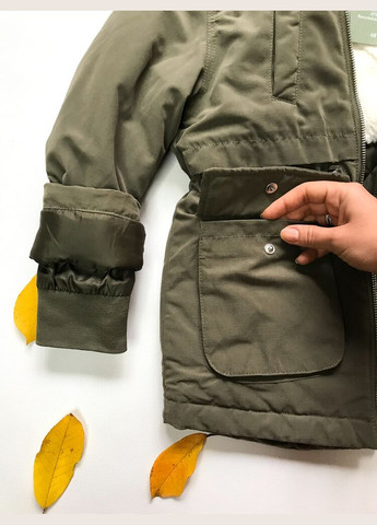 Оливковая (хаки) зимняя куртка парка 110-116 см хаки артикул л922 H&M