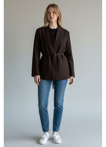 Жіночі приталений піджак з поясом Н&М (58651) XS Темно-коричневий H&M (366144625)