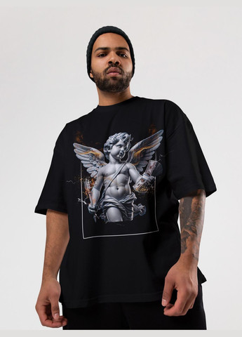 Черная мужская футболка оверсайз urban черная высокая плотность с длинным рукавом Mishe