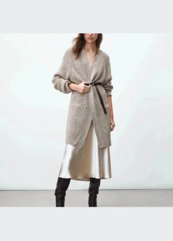 Бежевый демисезонный кардиган Massimo Dutti