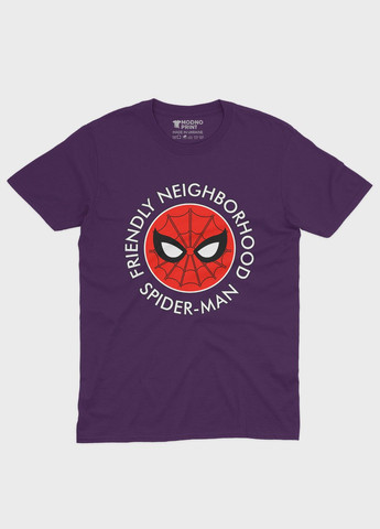 Фиолетовая демисезонная футболка для мальчика с принтом супергероя - человек-паук (ts001-1-dby-006-014-101-b) Modno