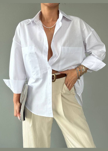 Біла жіноча базова сорочка з бавовни колір білий р.42/46 449324 New Trend