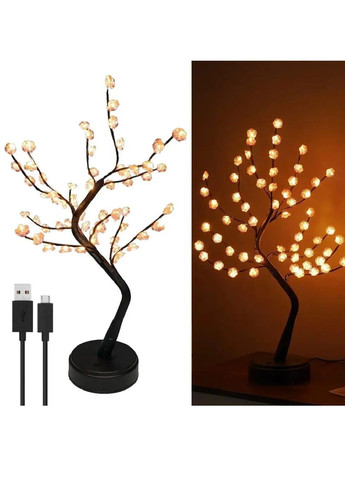 Декоративный настольный светильник ночник дерево с работой от батареек гибкими ветками USB (480428-Prob) Оранжевые цветы Unbranded (335206760)