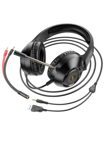 Наушники Sue headphones gaming W108 RGB подсветка кабель 2 метра черные Hoco (280877666)