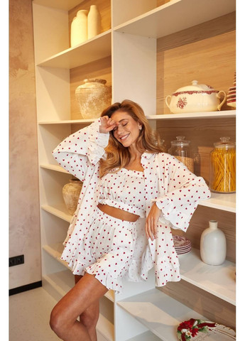 Белая женская пижама тройка из муслина Osoblyva