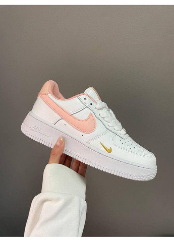Білі Осінні кросівки чоловічі nike air force 1 mini swoosh peach найк аір форс 1 преміум No Brand