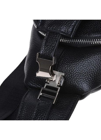 Сумка слінг через плече чоловіча з натуральної шкіри для телефону та документів середня Чорний 38879 Borsa Leather (351489084)