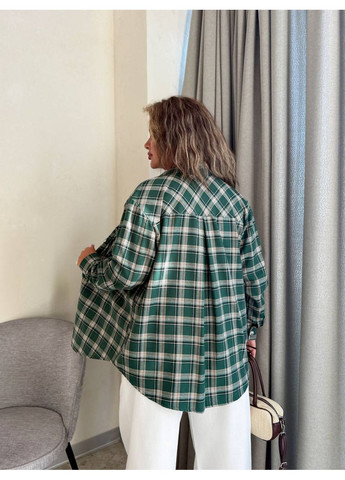 Зеленая повседневный рубашка в клетку Vione с длинным рукавом