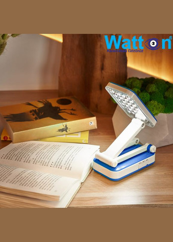 Настільна світлодіодна акумуляторна лампа на гнучкій ніжці WT-006 Блакитний та лампа на батарейках в подарунок! Watton (317590638)