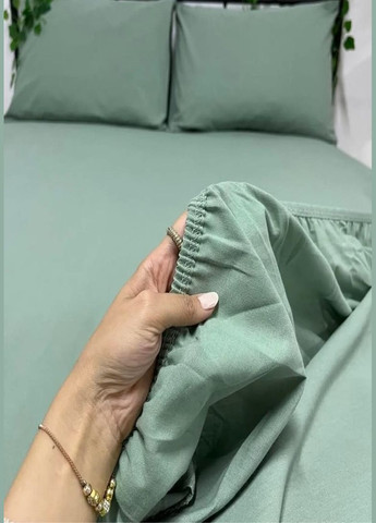 Набор простынь на резинке 160х200+30см с 2 наволочками 50х70 см Haki ранфорс TC303375977 TURComFor (335215249)