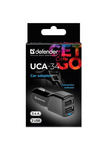 Зарядний пристрій Defender UCA-34 2xUSB, 5V / 3.4A (268146848)