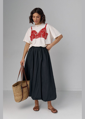 Футболка oversize украшенная принтом в виде кружевного лифа Liton - (296988248)