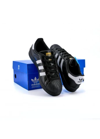 Белые демисезонные кроссовки мужские adidas superstar black white 2 адидас суперстар белые No Brand