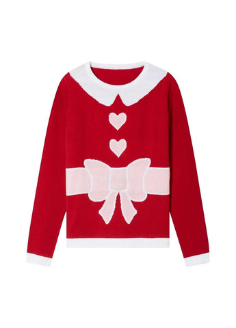 Червоний зимовий светр новорічний дитячий для дівчинки джемпер Pepperts