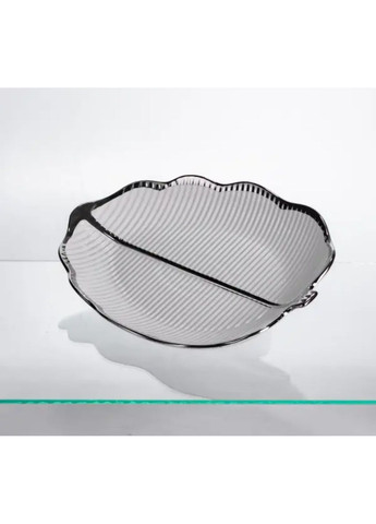 Блюдо сервировочное Camellia фарфоровое 31х20х3 см Белый с серебристым ML6047 Yiwu (366891122)