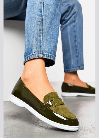 Let's Shop Туфли-лоферы женские цвета хаки лоферы хаки з текстиль, украина — демисезон (325610183)