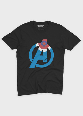 Чорна чоловіча футболка з принтом супергероя - капітан америка (ts001-1-bl-006-022-012) Modno