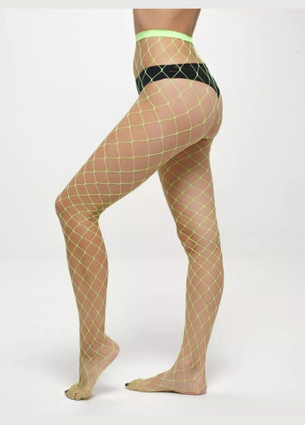 Женские колготки в большую сетку ярко лаймового цвета из эластичной ткани No Brand Колготки у сітку (337168587)
