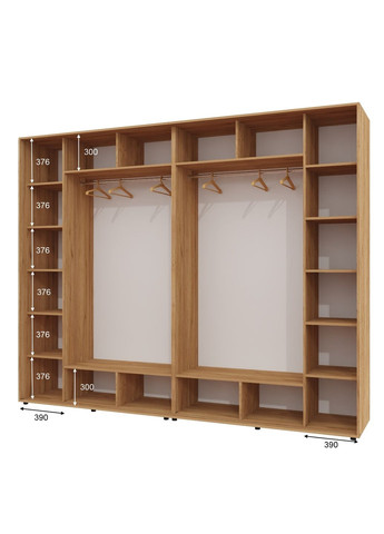 Шафа-купе чотиридверна 300*60*230 Дуб крафт золотий 2 ДСП/2 Дзеркала з піскострумним малюнком Алекса (360449135)