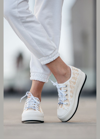 Кросівки жіночі Christian Dior Walk'n'Dior white beige | Діор білі бежеві No Brand білі демісезони (315761786)