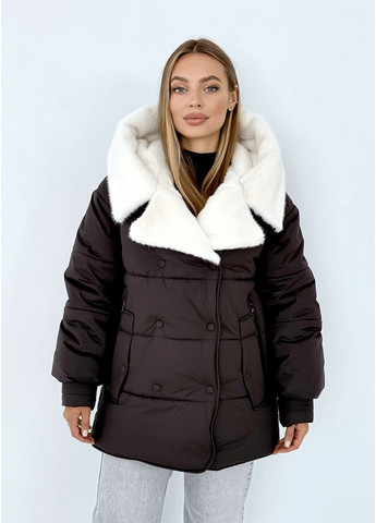 Темно-коричнева зимня зимняя куртка дора (01209-choko-brown144) MioRichi