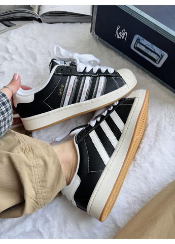 Черные демисезонные кроссовки мужские adidas superstar x korn black / white адидас суперстар No Brand