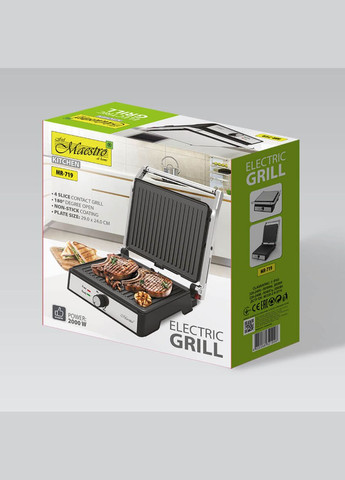 Гриль контактний 2000 Вт (MR-719) срібна Maestro (349819412)