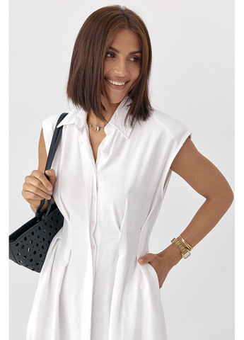 Молочное повседневный платье-поло с клиньями Lurex однотонное