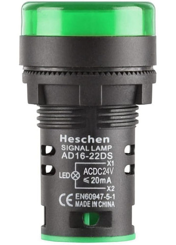 Светодиодный индикатор Heschen AD16-22D/S 22 мм 24 В постоянного тока 20 мА (зеленый) No Brand (300657677)