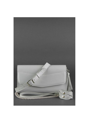 Поясная сумка женская кожаная через плечо с ремешком Элис серая BlankNote (302008829)