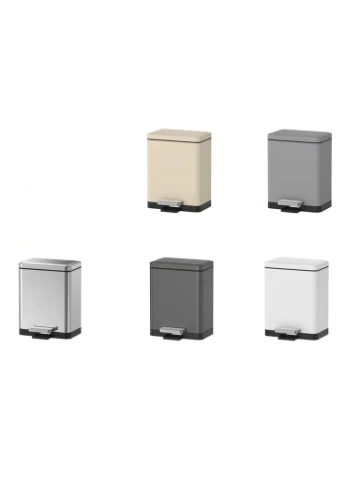 Відро для сміття з плавним закриттям прямокутне TC-010306-08 6 л колір білий (KR5601) KOER (388595799)