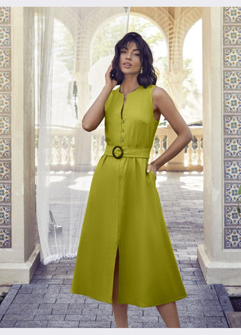 Зеленое приталенное платье зелёного цвета с поясом Dressa